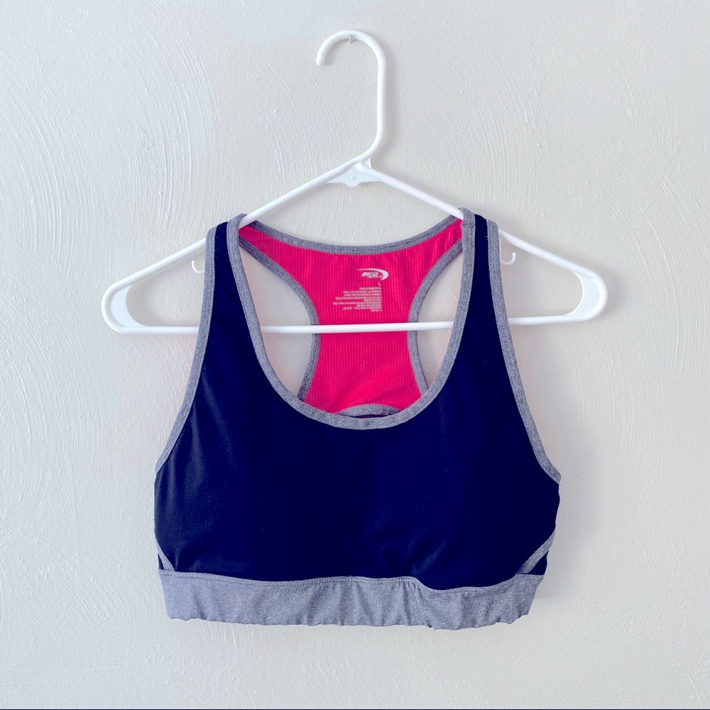MTA Sport Sports Bra in Size Large with removable pads; Black, Gray and Pink